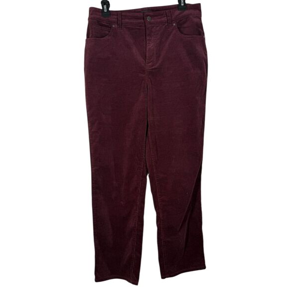 Talbots Burgundy Corduroy Straight Leg Pants Womens Sz 10p Fall Staple - Picture 1 of 9